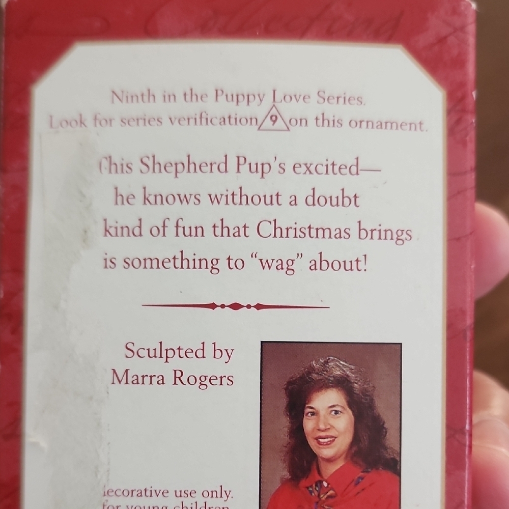 Vintage 1999 Hallmark Puppy Love Ornament with Red and White Accents - Picture 3 of 8